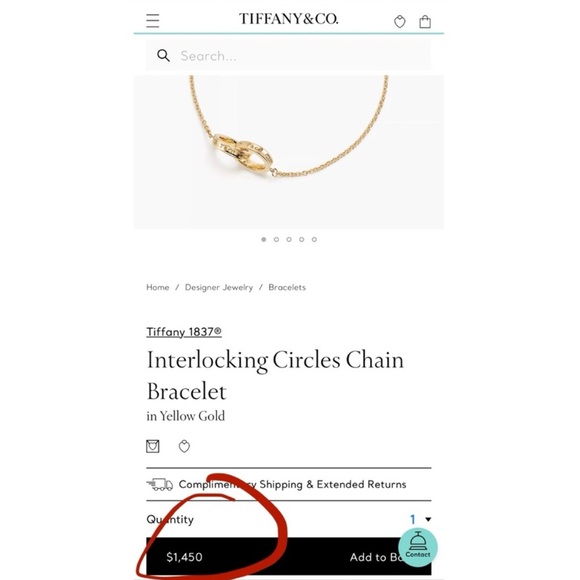 $1450 Authentic Tiffany and Co 1837 interlocking bracelet 18K Yellow Gold - Picture 4 of 4